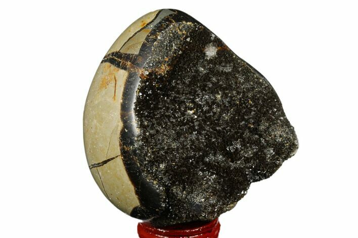 Septarian Dragon Egg Geode - Black Crystals #177388